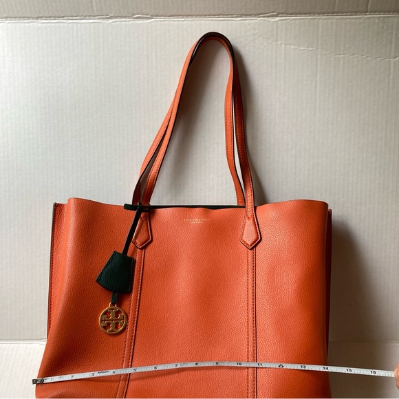 Tory Burch perry triple compartment tote color: canyon orange/ green - Picture 2 of 16